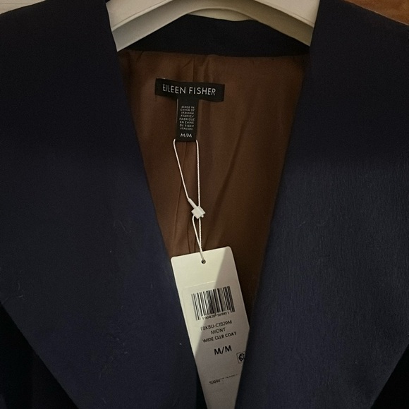 NWT Eileen Fisher Women’s Midnight Blue Wrap Coat Size Medium - Picture 11 of 11